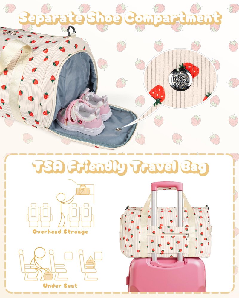 Vogewood Girl's Fashion Trendy Stuff, Girls Gym Bag, Kids Personalized Dance Bags with Shoe Compartment, Customized Travel Duffle with Toiletry Bag, Birthday Gift for Daughter (Letter V)
