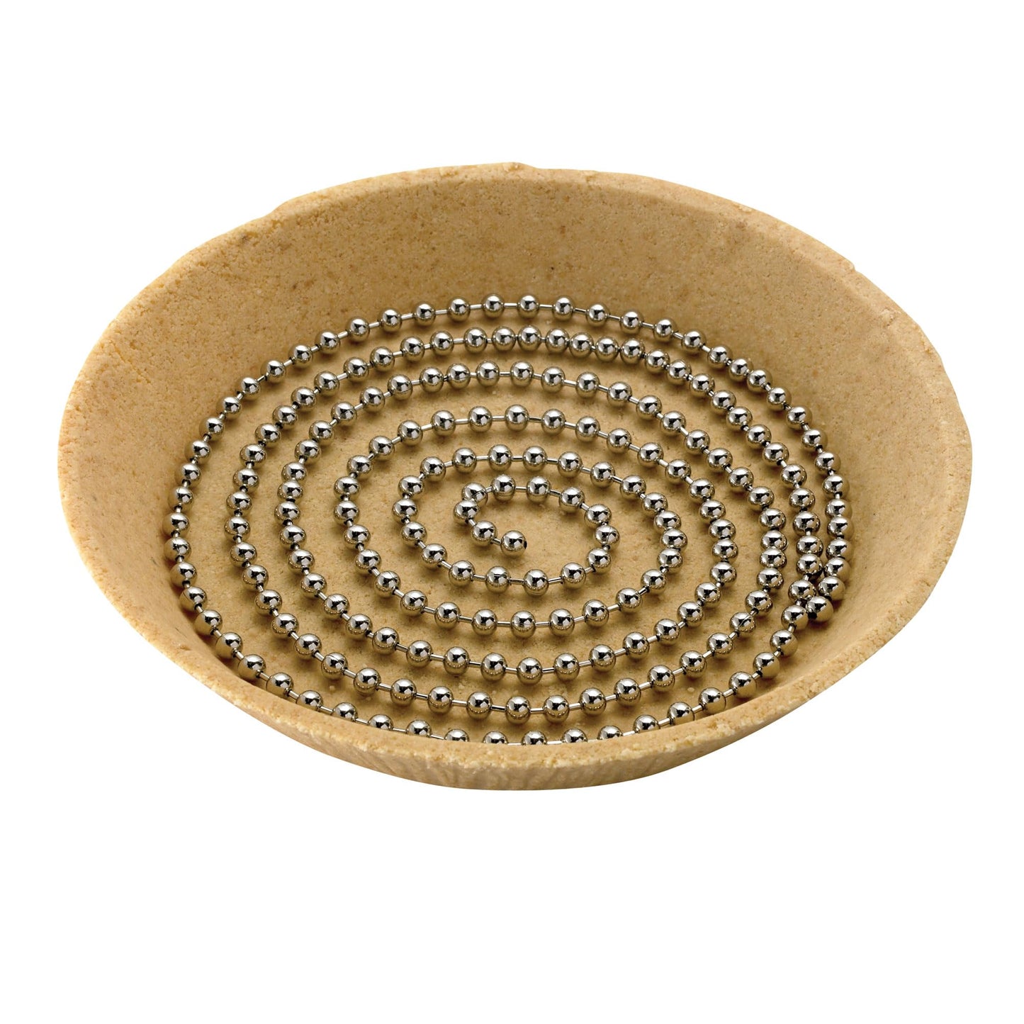 Mrs. Anderson's Baking Pie Weights | Stainless Steel Stoneware Beads for Blind Baking | Heat-Safe, Food-Safe, Easy to Use | Prevents Shrinking, Puffing, Bubbling | Connected Chain Weights