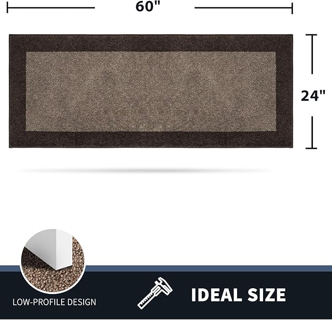 PURRUGS Dirt Trapping Door Mat 24" x 60", Non-Slip Washable Entry Mat, Dog Doormat, Front Door Mat, Super Absorbent Entrance Mat for Muddy Shoes & Paws, Grayish Brown & Coffee