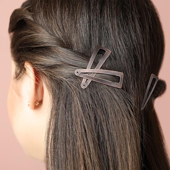 Chinco 24 Pcs Double Grip Hair Clips Metal Snap Clips Women Barrettes for Hair Making, Salon Supplies(Red Ancient Bronze,2 Inch)
