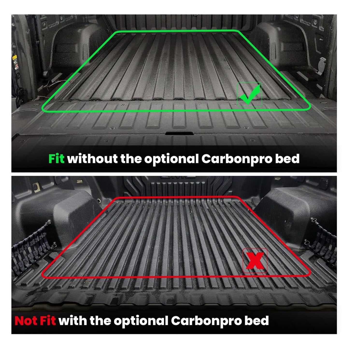 LASFIT Truck Bed Mat 2019-2026 for Chevrolet Chevy Silverado 1500 | GMC Sierra 1500 (Only Fit 5.8FT Bed), Bed Liner for Chevy Silverado GMC Sierra 1500, Not Fit Optional CarbonPro Bed