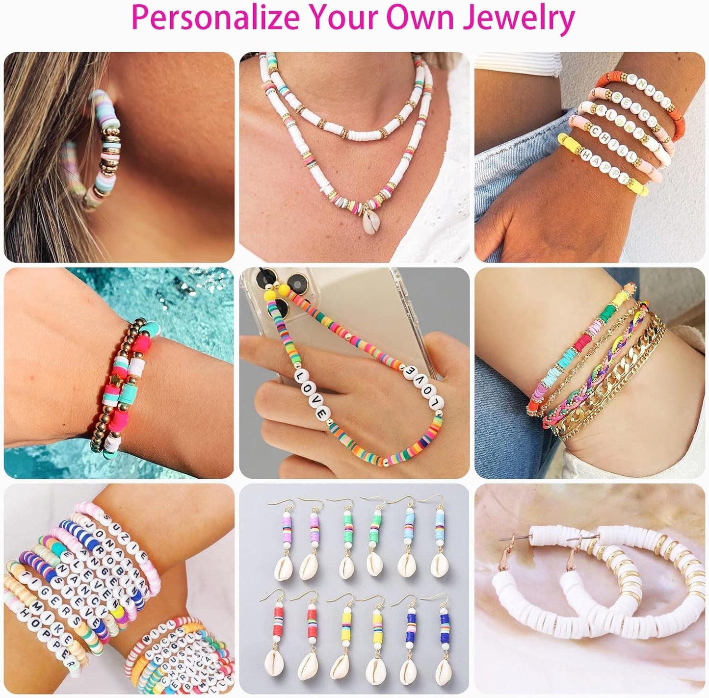 Friendship Bracelet Kit, 14,000pcs 48 Colors Bracelet Making Kit Clay Beads with Number Letter Bead Set Concert Merch Arts and Crafts Gifts for Kids Teen Girls Jewelry Making Supplies Bracelet Maker1
