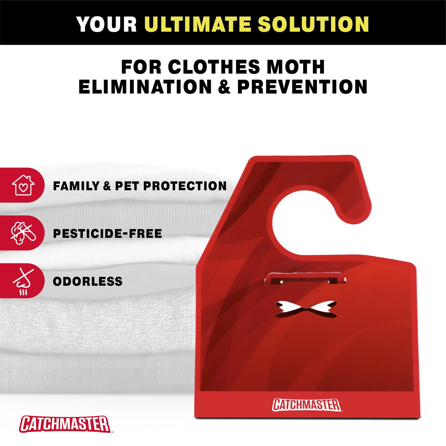 Catchmaster Clothing Moth Traps with Premium Extra Strength Odorless Pheromone Technology – Red, XL, Extra-Strength Glue – Traps & Targets Casemaking and Webbing Moths - 6-Pack
