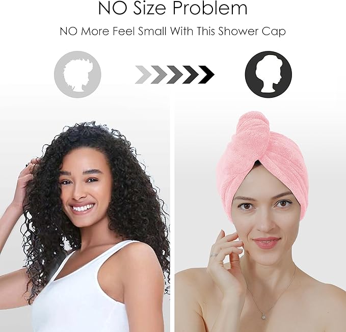 TENSTARS 5 Pack Thicken Microfiber Hair Towel Wrap for Women - Elastic Loop Design - 320GSM Coral Velvet - Quick Dry Hair Turban - 11x28 Inch (Pink)
