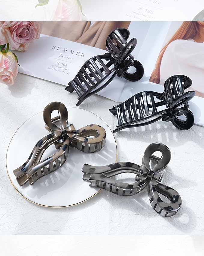 4 PCS Bow Hair Clips for Women Bow Claw Clip 5" Extra Large Hair Claw Clips for Thick and Long Hair Cute Bows Big Clip