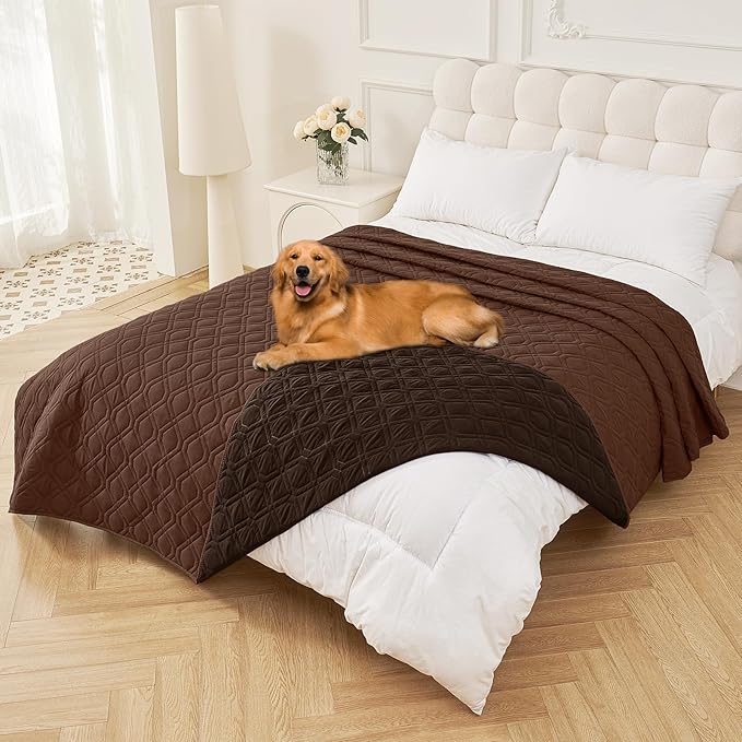 Smiry Reversible Waterproof Couch Covers for Sofa, Washable Dogs Pet Couch Covers for 3 Cushion Sofa Pet Friendly, Water Resistant Furniture Protector Slipcover, Geometric (82"x120", Brown/Chocolate)