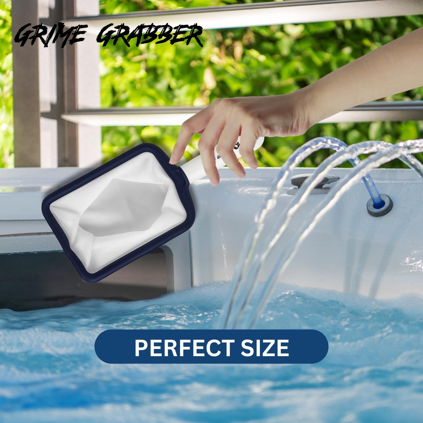 Grime Gripper Hot Tub Skimmer - Fine Mesh Hot Tub Net, Durable and Lightweight, Ideal Small Fish Net for Spa and Hot Tub Owners, Efficient Debris Removal Tool (1 Net)