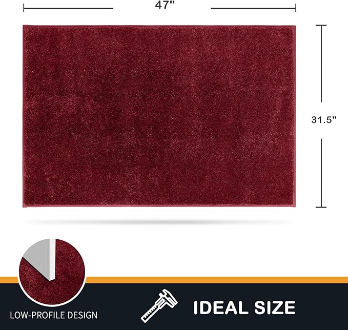 PURRUGS Dirt Trapping Door Mat 31.5" x 47", Non-Slip Machine Washable Entryway Rug, Dog Doormat, Indoor Front Door Mat, Super Absorbent Entry Rug for Muddy Shoes & Paws, Burgundy Red