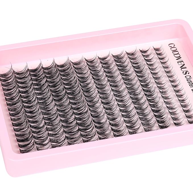 Goddvenus Lash Clusters Wispy Lashes Clusters Like Eyelashes Extension in Salon Natural DIY Cluster Eyelash Extensions for 5-7 days 9-16mm D Curl Fluffy DIY Individual Lashes (192pcs D Curl)