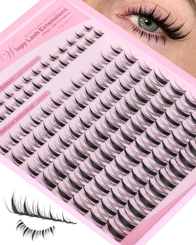 Lash Clusters Natural Eyelash Clusters Wispy Lashes Clusters C Curl Cluster Eyelash Extensions 8-14mm Lash Cluster Invisible Band Individual Lashes Bunny Cluster Lashes by Eefofnn