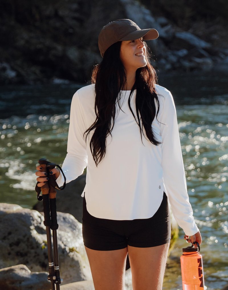 Women's Sun Shirts UPF 50+ Long Sleeve UV Protection Shirt Lightweight Quick Dry Workout Hiking Tops for Women(White Stripe,XS)