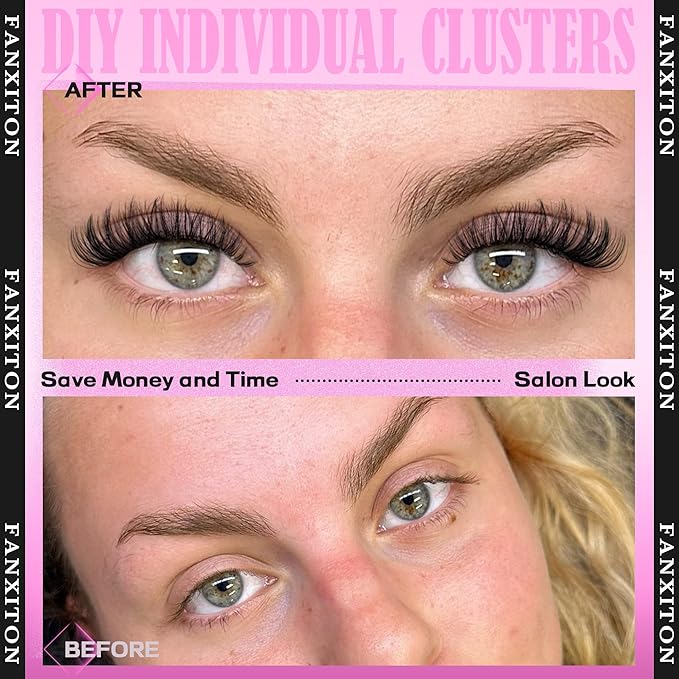 FANXITON Lash Clusters Wispy 30D+40D Lashes Clusters 400pcs Eyelash Clusters D Natural Cluster Eyelash Extensions 9-16mm Mix Individual Lashes for Beginners