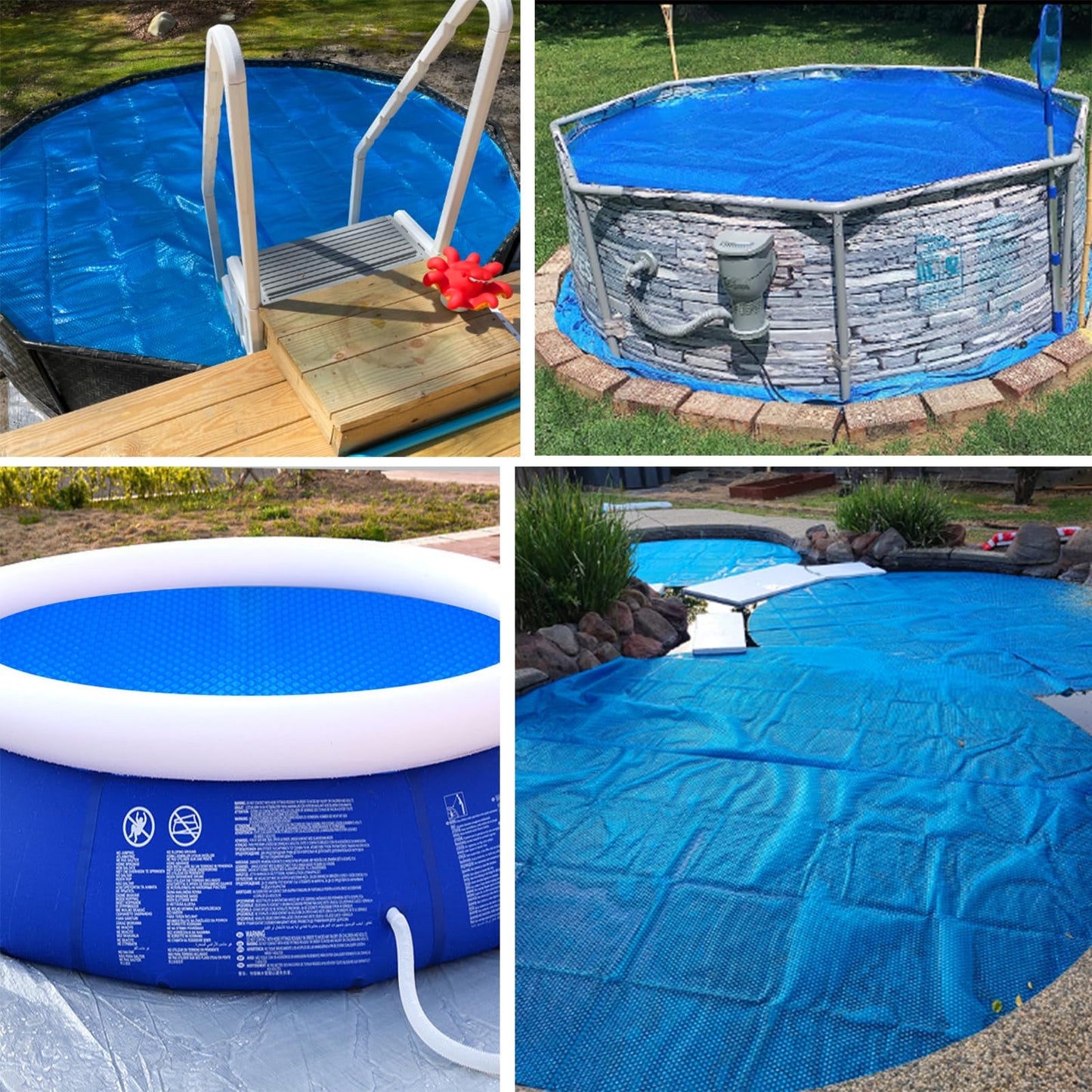 Evoio Solar Pool Cover 6 ft Round for Above Ground Inground Pools Bubble Wrap Covers for Hot Tub Spa Thermal Heating, 12 Mil Circle Blue Floating Blanket for 6-24 Foot Feet Diameter Swimming Pools