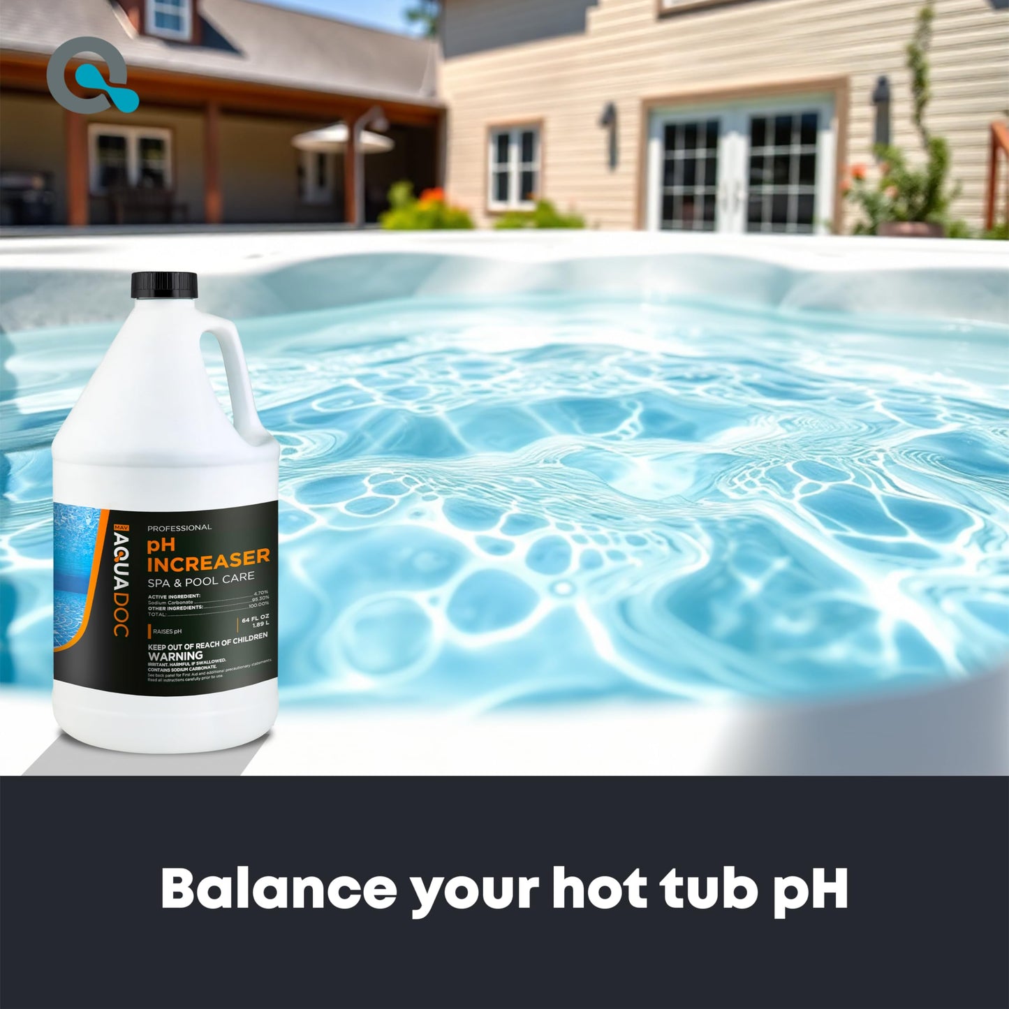 AquaDoc Spa pH Increaser for Hot Tub - 64oz - Spa pH Up for Water Balance - Hot Tub Chemicals Made in USA