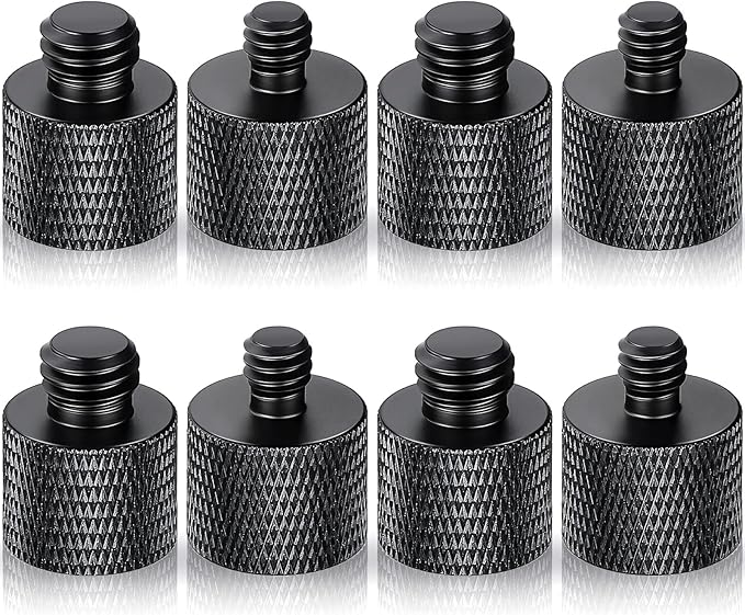 8 Pack Camera Screw Adapter 1/4 Male to 3/8 Female and 3/8 Male to 1/4 Female Camera Screw Adapter for Tripod Stand Microphone Stand Mic Mount, Black