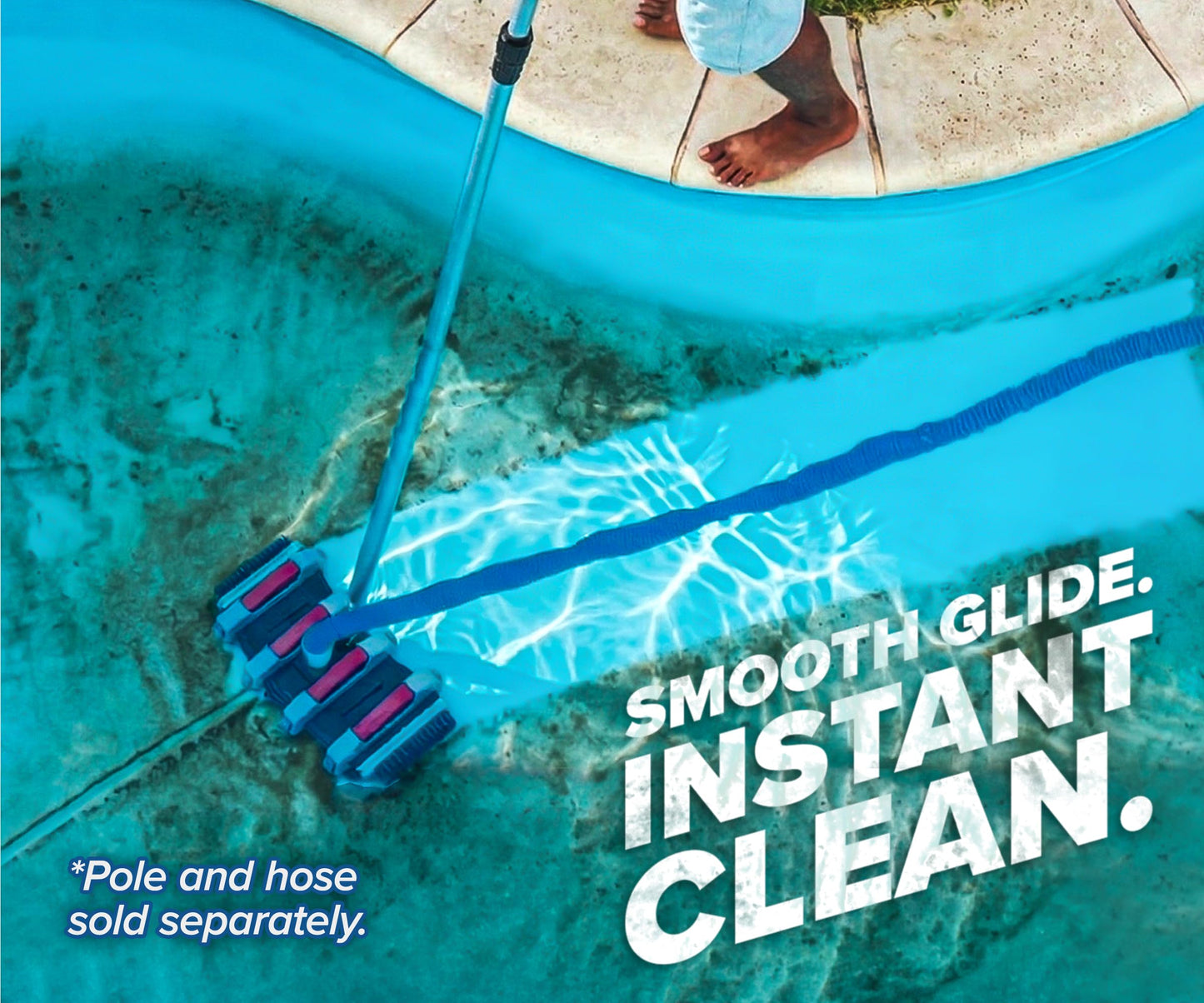 Pool Vacuum Head for Inground & Above Ground Pools // Manual Swimming Pool Vacuum Cleaner Attachment Head // Flexible Weighted Direction-Control & Side Brushes, Vinyl Liner Safe (Pole Sold Separately)