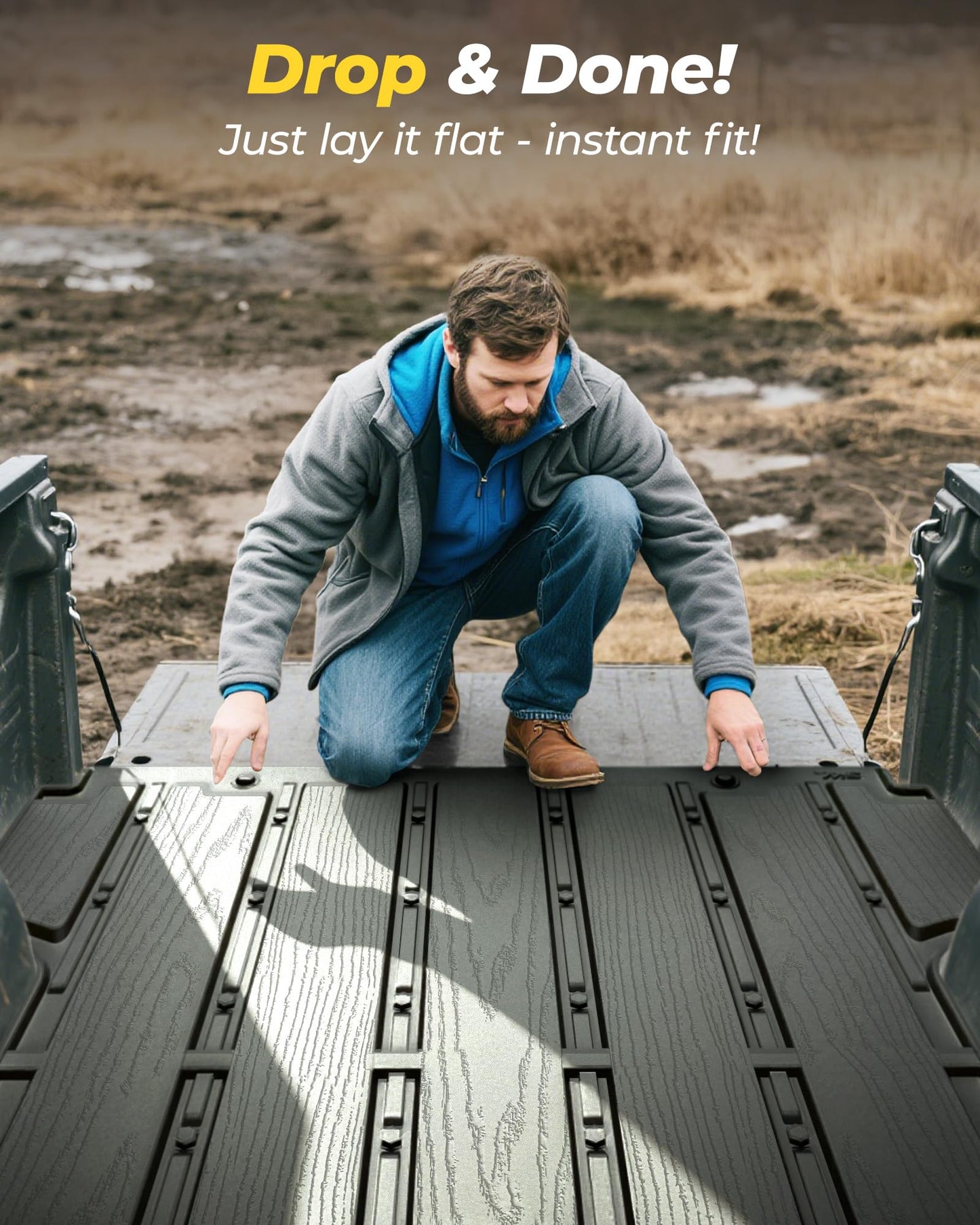 3W Bed Mat for Ford F-150 (5.5FT) 2015-2025 2026 Truck Bed (Include F150 Lightning 2024 2023 2022) All Weather Protector TPE Car Bed Liner Accessories Black