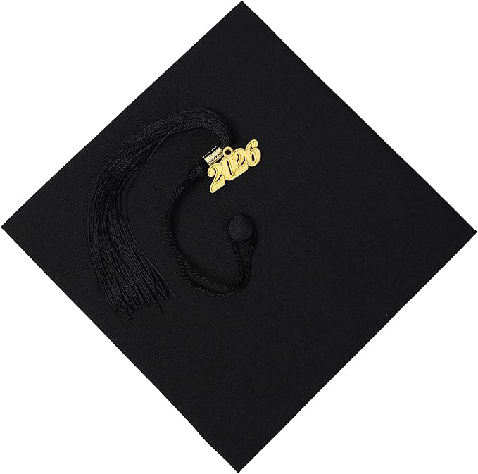 Unisex Adult Matte Graduation Cap with Tassel Year Charm