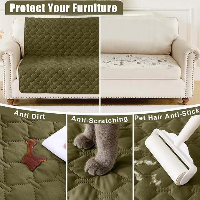 Smiry Waterproof Dog Bed Cover Blanket, Soft Reversible Pet Blanket, Washable Leakproof Cats Dogs Couch Cover for Sofa, Couch, Furniture (30x70 Inch, Green/Navy)