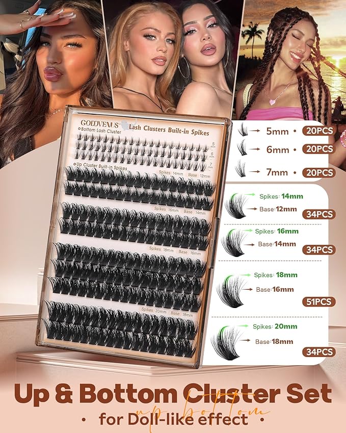 Volume Manga Lash Clusters With Spikes Wispy Cluster Eyelash Extensions Fluffy Anime Eyelashes Clusters with Bottom Lashes Clusters Fairy Individual Lash Extension (D Curve 12-18mm 213 pieces)