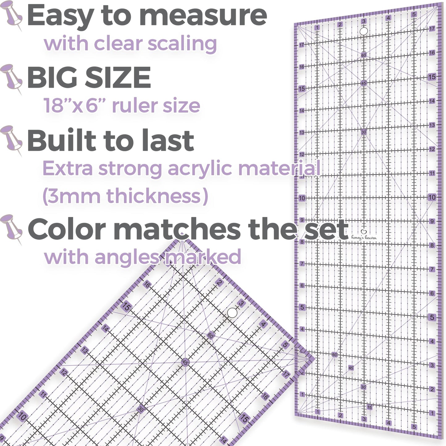 Rotary Cutter Set - Quilting Kit incl. 45mm Fabric Cutter, 5 Replacement Blades - Ideal for Crafting, Sewing, Patchworking, Crochet & Knitting (Lavender, A1 Set (36" x 24"))