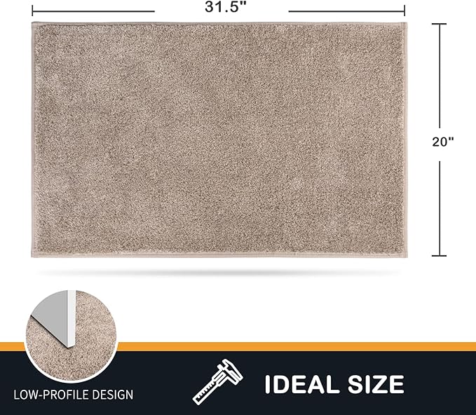 PURRUGS Dirt Trapping Door Mat 20" x 31.5", Non-Slip Machine Washable Entryway Rug, Dog Doormat, Indoor Front Door Mat, Super Absorbent Entry Rug for Muddy Shoes & Paws, Taupe