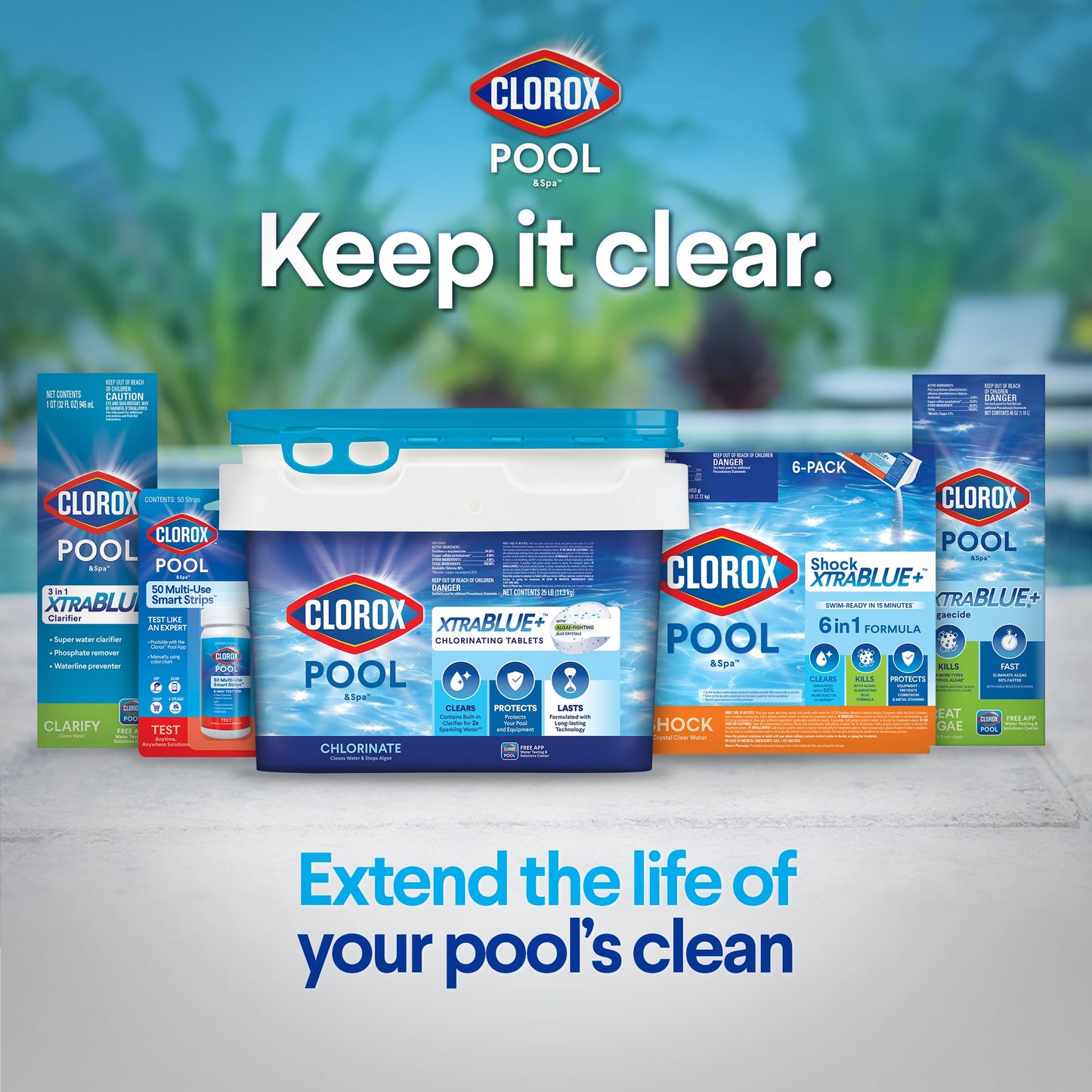 Clorox® Pool&Spa™ Shock XTRABLUE® Plus, Kills Bacteria & Algae in Swimming Pools, Swim-Ready in 15 Minutes, (12-Pack), Granular