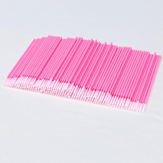 i-Laesh 200 pcs Micro Brushes - Microswabs for Eyelash Extensions - Applicators Brush for Lash Mascara Wand, Eye Dental Lashes, Eyebrow, and Personal Care - Pink (Replacement - Pro Grip)