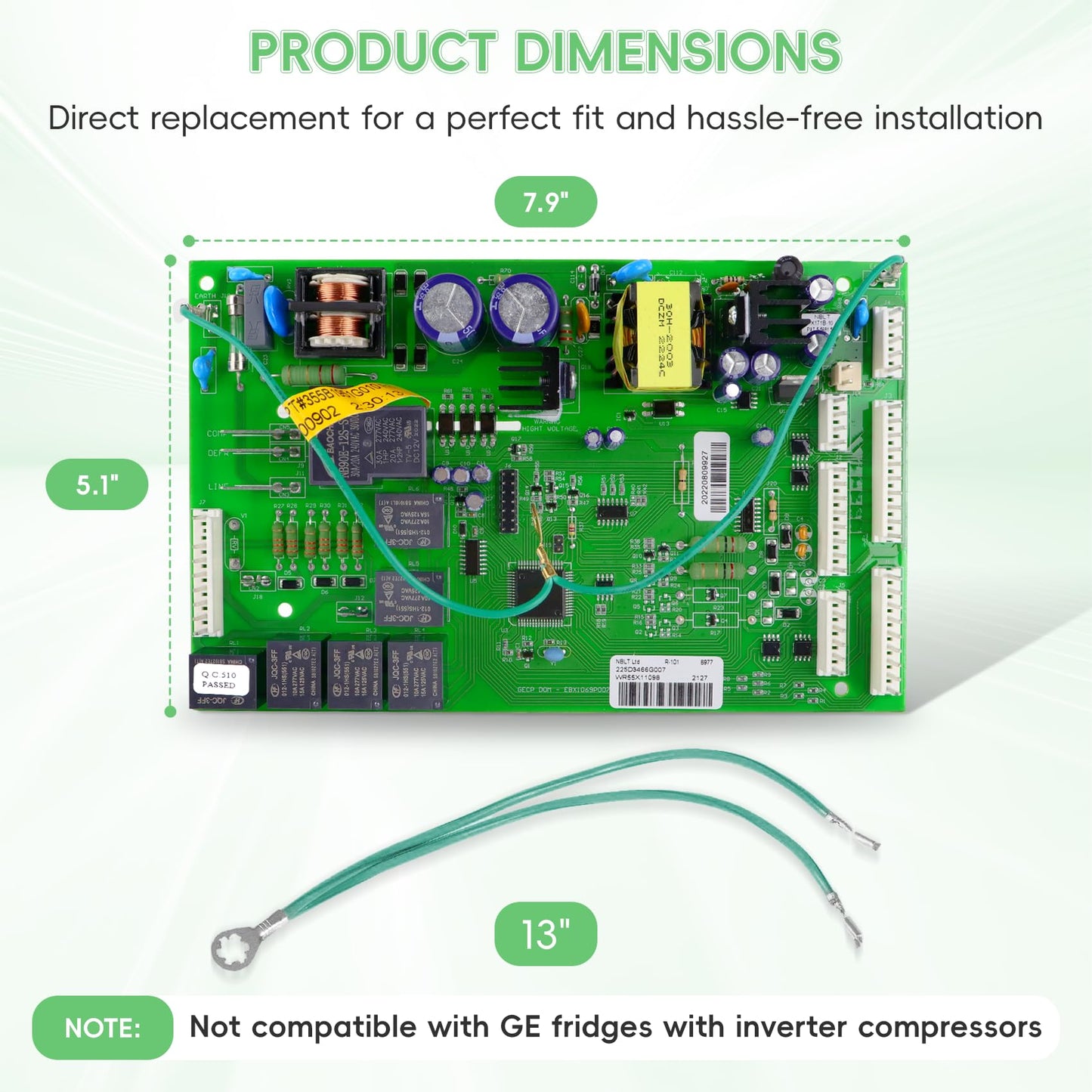 WR55X11098 Refrigerator Electronic Control Board, Compatible with ge PGCS1RKZJSS, PSQS6YGZBESS, PFSS5RKZASS, PFCF1RKZABB,PGS25KSEAFSS, PFSF5RKZCBB,ETC. Replace WR55X11076, WR55X11077, WR55X11097, ETC