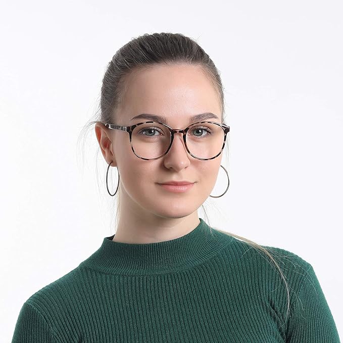 LifeArt Round Blue Light Blocking Glasses, Computer Glasses, Gaming Glasses, TV Glasses for Women Men (Leopard, 1.75 Magnification)