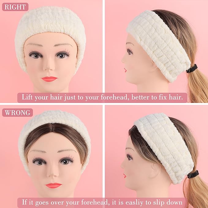 9 Pcs Spa Headband for Washing Face,Skincare Headband and Wristband Set,Women Teen Girls Facial Hairbands for Washing Face, Makeup, Sports, Yoga (pink+apricot+black)