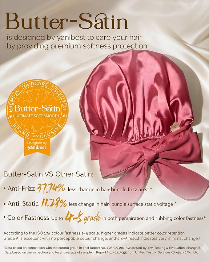 YANIBEST Adjustable Satin Bonnet for Sleeping Women Double Layer Hair Wrap Reduce Friction Prevent Frizz Natural Curly Hair