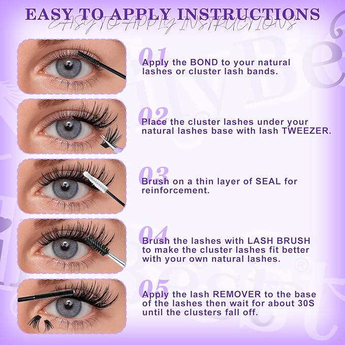 MilyBest Lashes Clusters Kit 684Pcs Bulk Wispy False Eyelash Extensions, Natural Lash Clusters D Curl Individual Eyelashes Volume, Wholesale 3 Large Packs with Lash Glue&Seal|Tweezers|Remover|Brush
