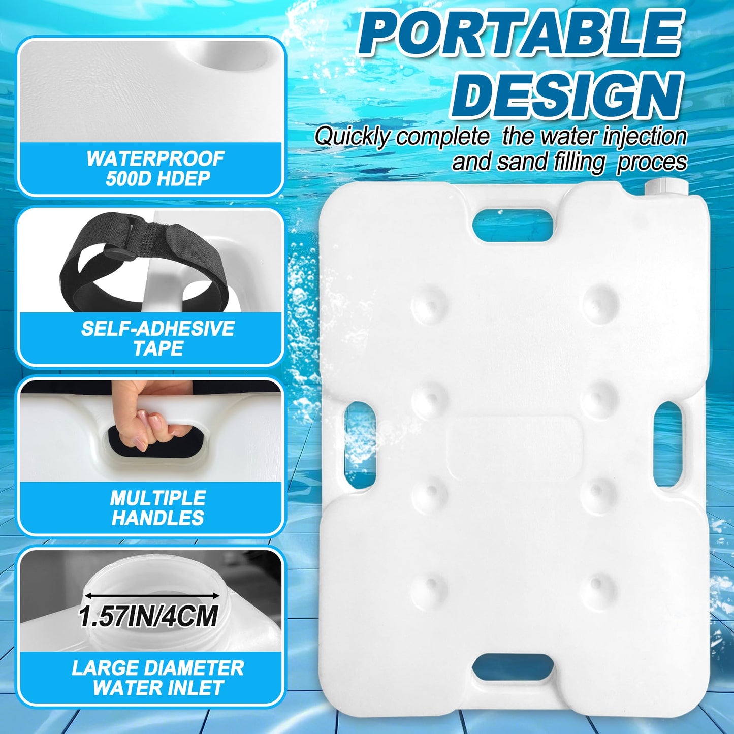 Desunqin 2 Pack 60lbs Heavy Duty Pool Ladder Weights, HDPE Waterproof Swimming Pool Ladder Weights for Steps, Pool Step Weights for Above & Underground Ground Pools (22.5" x 18")