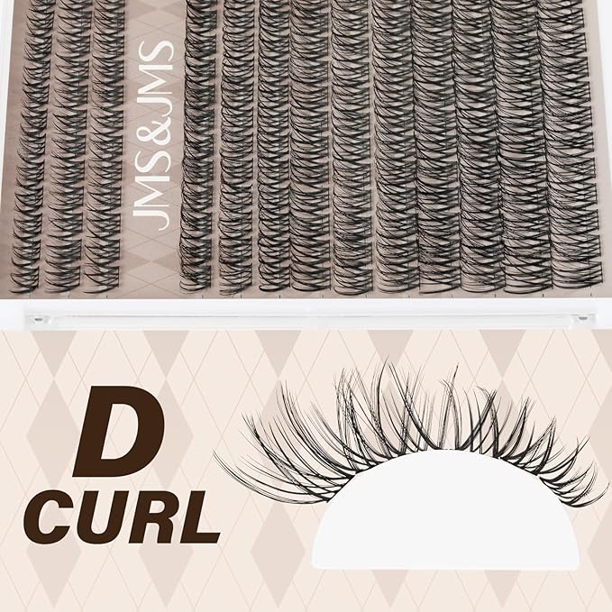 JMS&JMS Lash Clusters Kit D Curl Lash Lift Kit Wispy Natural Lash Clusters with Lash Bond and Seal Eyelash Applictor Lash Remover Lash Extension Kit for Beginner (8-18mix)