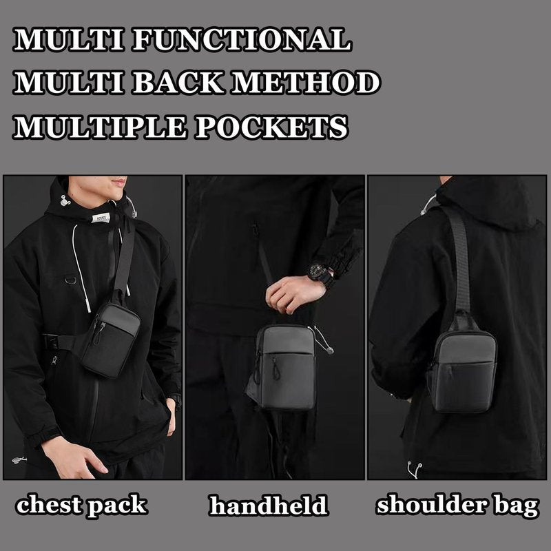Men's and Women's Mini Sling Bag - Double Pocket Waterproof Crossbody Bag, Suitable for Hiking and Sports Running Backpacks