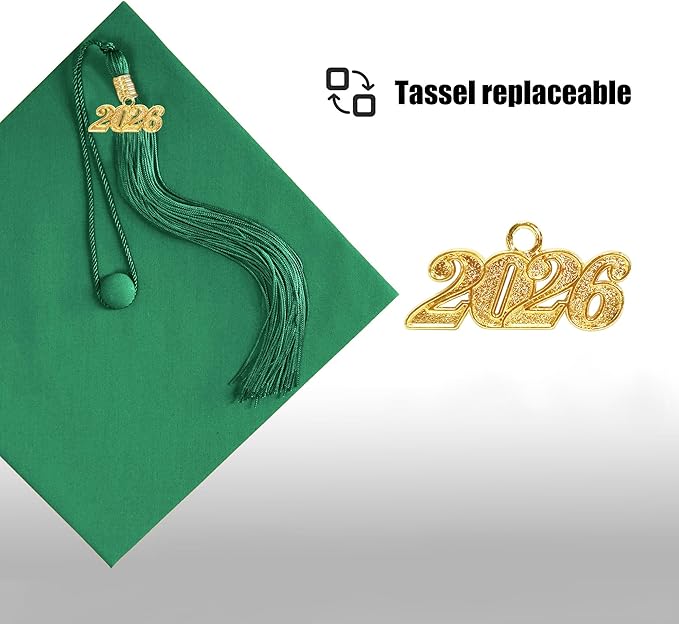 Graduation Cap with 2026 Tassel Year Charm Black Graduation Cap for High School & Bachelor