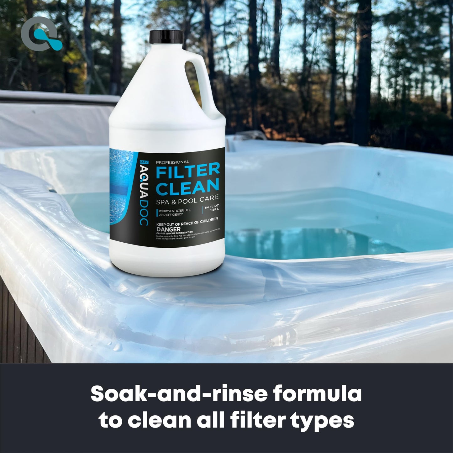 AquaDoc Spa & Hot Tub Filter Cleaner Soak - 64oz - Pool Filter Cleaner & Cartridge Cleaning Solution - Made in USA