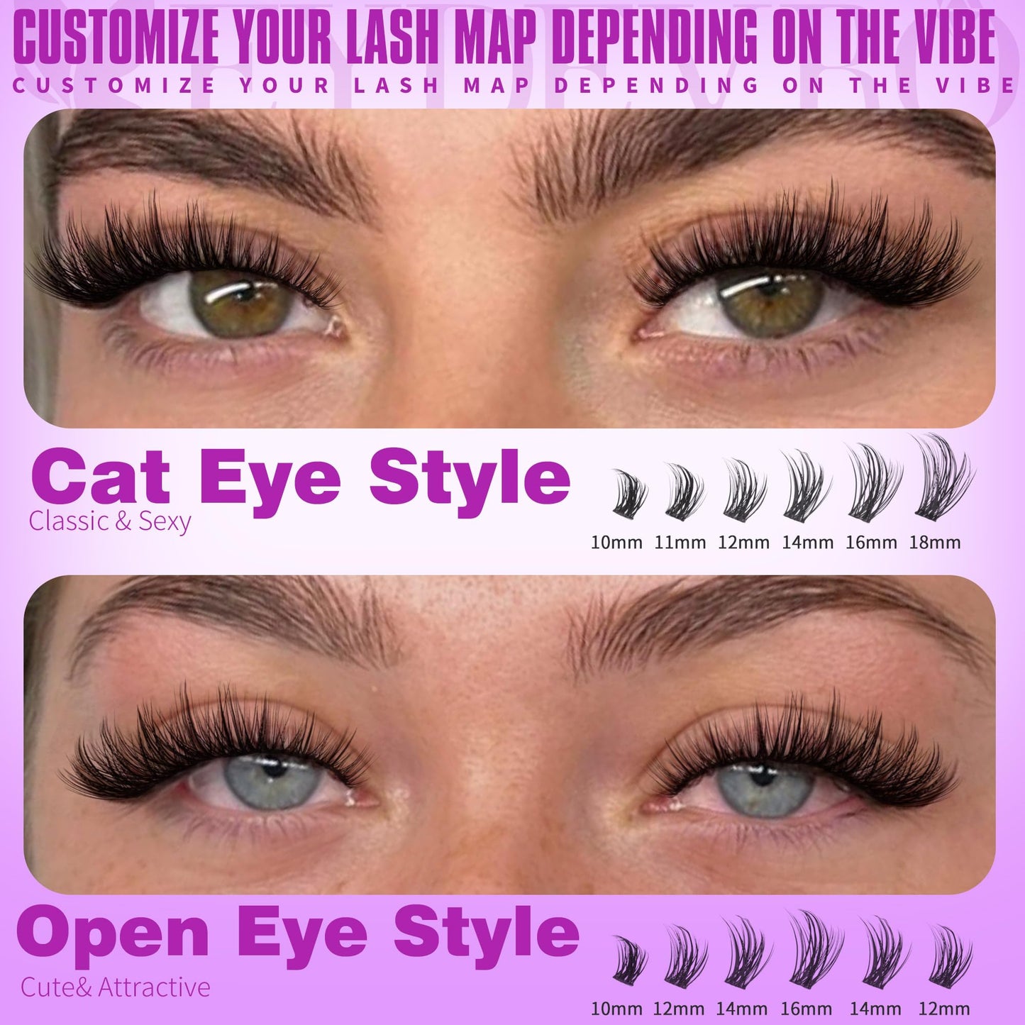EYDEVRO Wispy Lash Clusters Kit Natura Eyelash Clusters Kit 9-18mm Cluster Eyelash Extensions CD Curvature 192 Pcs Manga Lash Extension Kit Individual Eyelash Extension Kit Lash Bond and Seal Tweezers