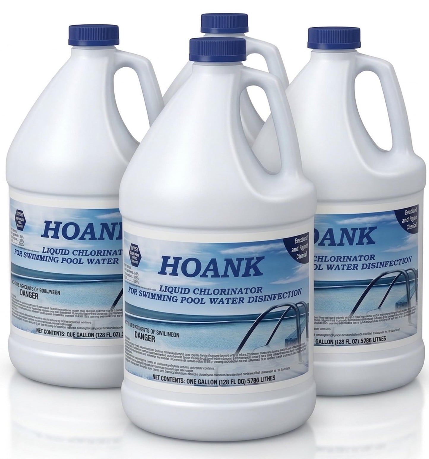 (4 Gallons) - Pool Shock Liquid Chlorine for Swimming Pools, 12.5% Sodium Hypochlorite, Treatment for Clear Water and Algae Control in Above Ground & Inground Swimming Pools - Ready-to-Use