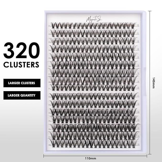 Lash Clusters 320pcs Individual Lashes 30D&40D DIY Lash Extensions Lash Clusters False Eyelashes Natural Look 10-16mm Mix Cluster Eyelash Extensions EASY TO USE (30D+40D-0.07D)
