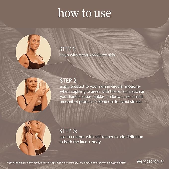 EcoTools Good Tan Body & Face Self-Tan Blending Brush - Kabuki Brush for Sunless Tanner, Eco-Friendly & Vegan, 1 Count