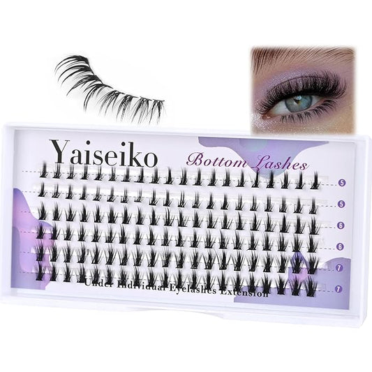 Bottom Lash Clusters DIY Lash Extension Lower Individual Lashes 120pcs Wispy Natural Look Lower Eyelash Clusters Short Individual Cluster Lashes Manga Bottom Cluster Lashes 5-7mm