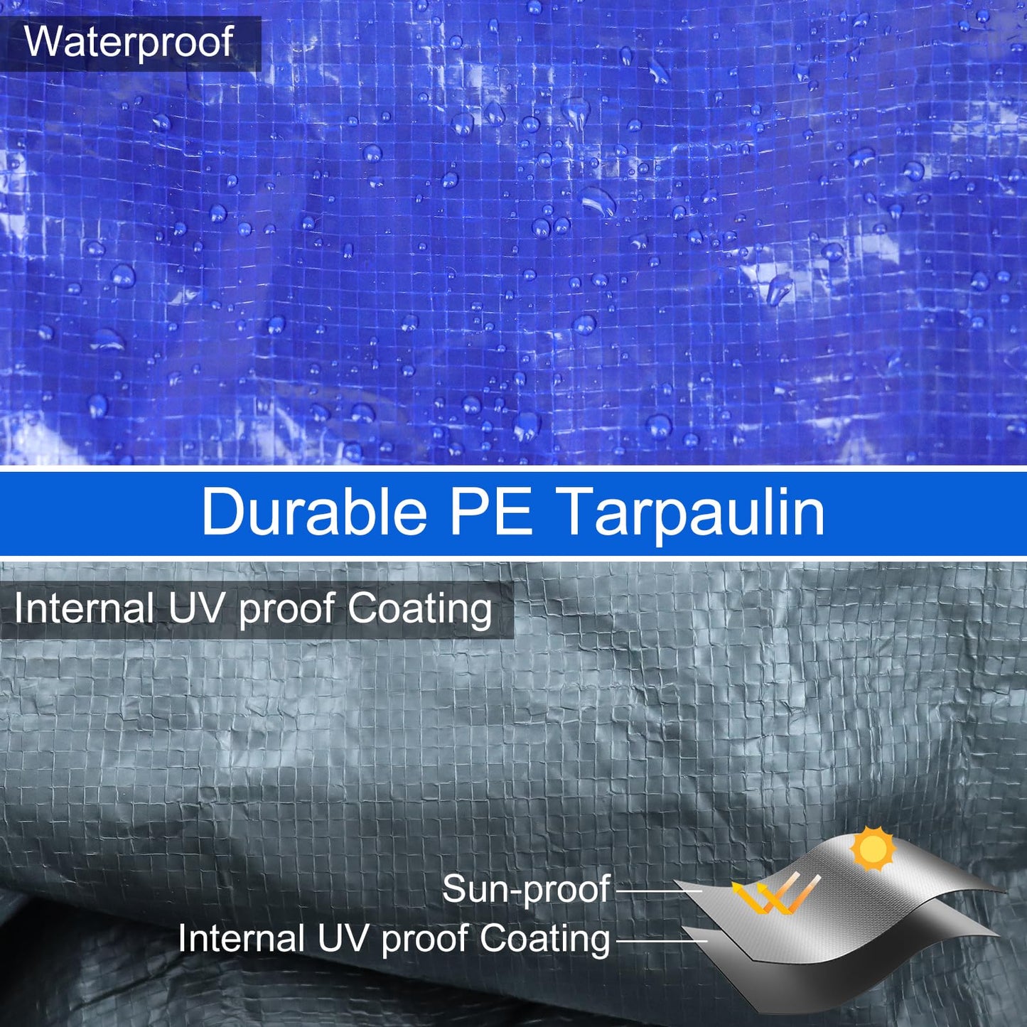 12FT Round Inflatable Pool Cover, Outdoor Swimming Pool Cover for Intex Above Ground Pools with Elastic Band, Waterproof and Dustproof, No Drain Holes, Prevent Leaves, Debris and Dust