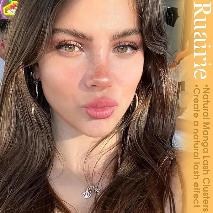 Natural Lash Clusters Manga Cluster Eyelash Extensions 180PCS Wispy Eyelash Clusters C-Curly Lashes Clusters 11-13mm Eyelash Extensions with Thin Band DIY at Home Individual Lashes by Ruairie