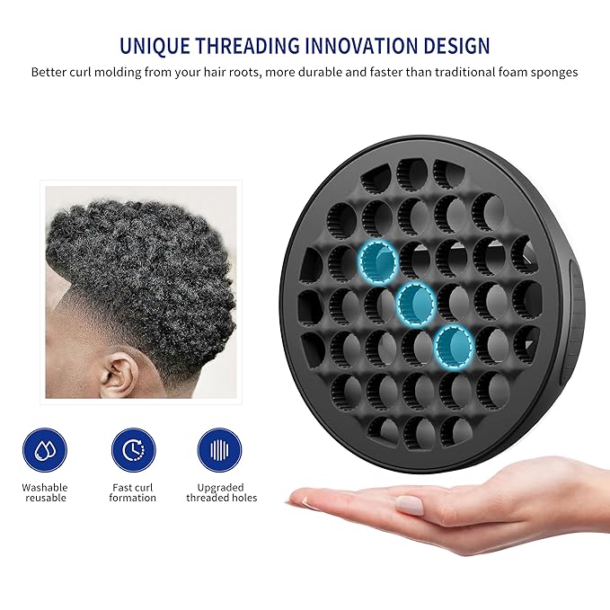Silicone Curl Brush,Africa Comb,Magic Curly Hair Brush Twist Hair,Afro Pick,Men Women Boys Girls Wave Curler Tool,1 Set Black
