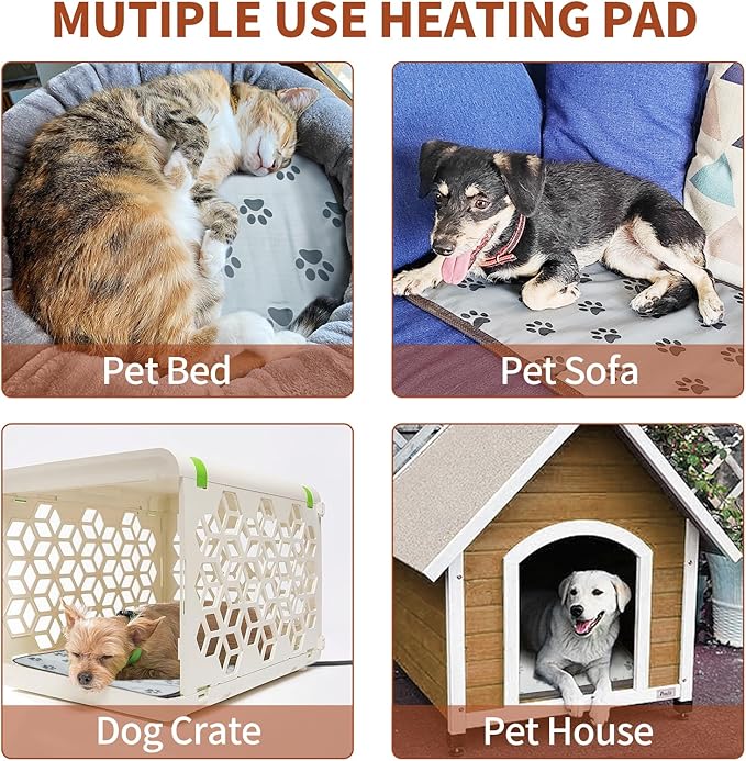 Dog Heating Pad 28x18in with Smart Thermostat Switch and Power Line Protection Tube,Obtained MET and UL Dual Certification,Waterproof Puppy Heating pad-Rose