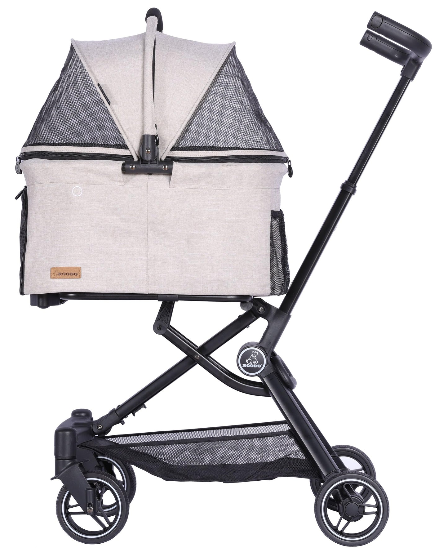 ROODO 2026 Upgraded Version 3 in 1 Dog Cat Stroller with Detachable Carrier Lightweight Folding Portable All Terrain Pet Travel System Puppy Kitty Doggie Bunny Stroller for 30lbs(Light Khaki)