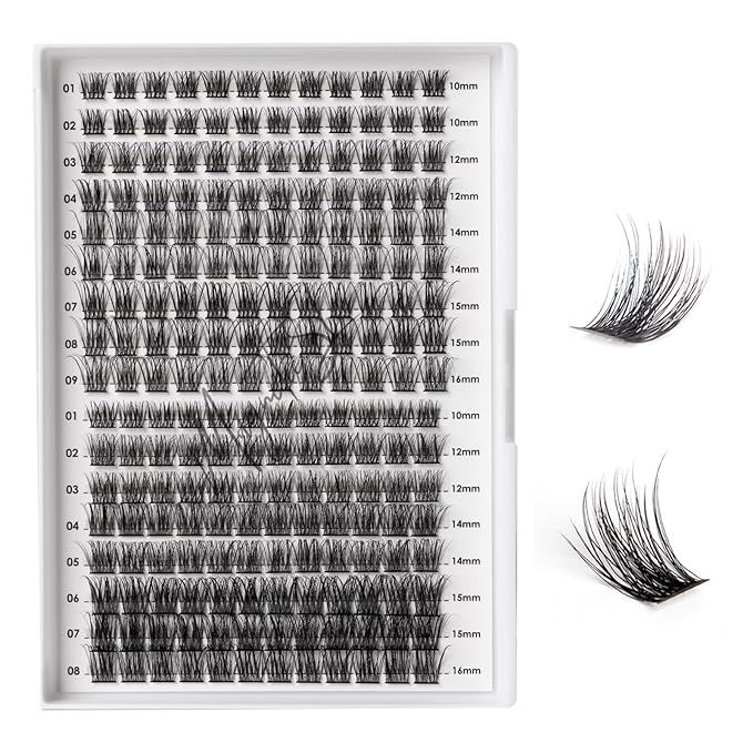 Lash Clusters 204 Pcs Individual Lashes Clusters Eyelash Extensions False Eyelashes DIY Lash Extension Kit Reusable False Eyelashes Natural Look Mix 10-16mm(DM20+DM23)