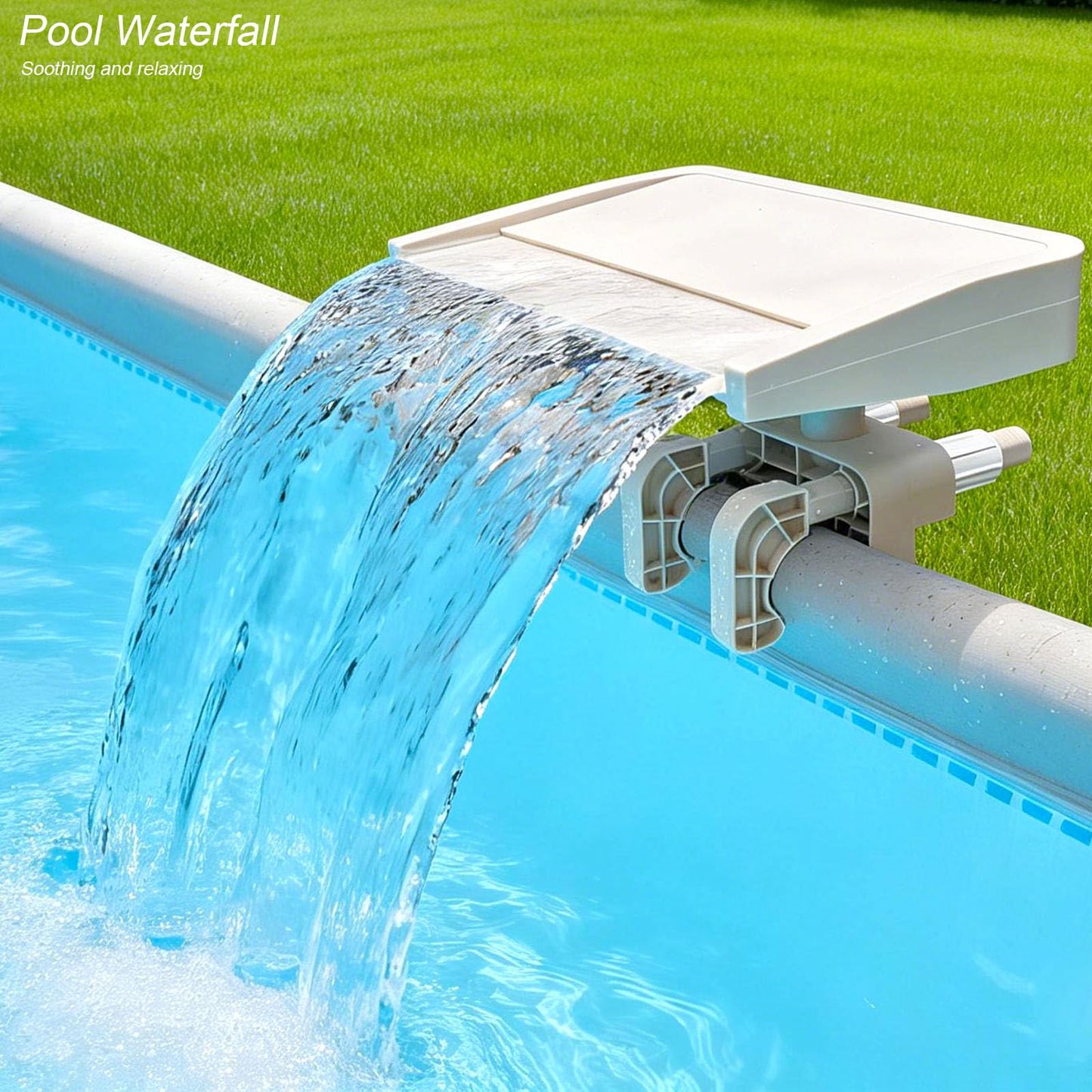 NICENICY Pool Waterfall for Above Ground Pools, Swimming Pool Waterfall Fountain, Smooth Flowing Pool Waterfall for Relaxation, Fits 1.2" to 4.7" Above-Ground Pool Frames
